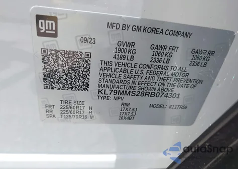 2024 Chevrolet Trailblazer Fwd Ls from USA, damaged, VIN KL79MMS28RB074301